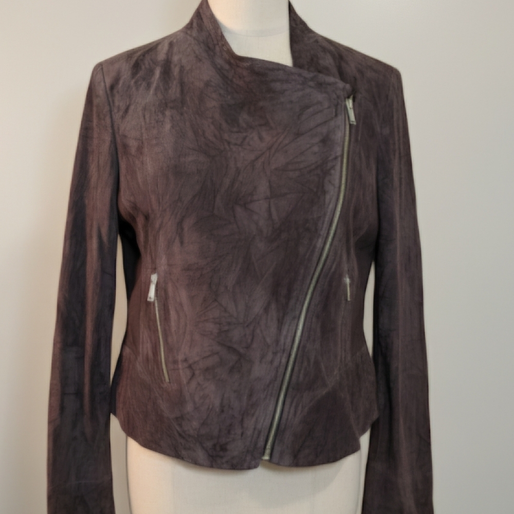 Neiman Marcus Exclusive Genuine Leather Jacket | Asymmetrical Zip | Size Large